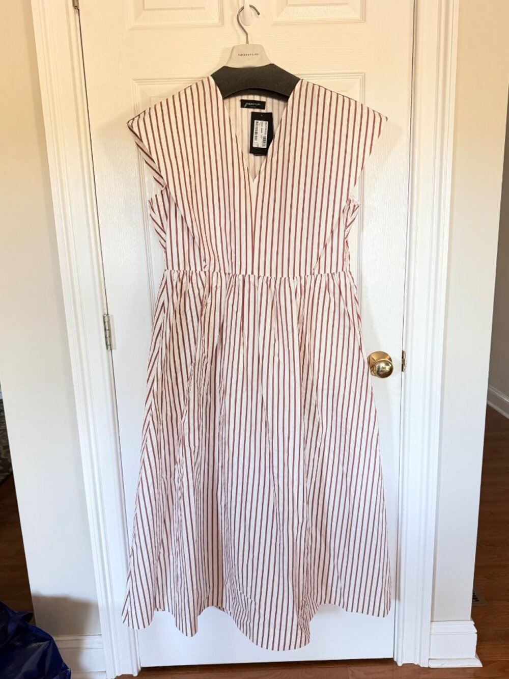 Fabiana Filippi NWT Italian Cotton Stripe Maxi Dress Beaded Shoulder IT 48 US 12 - Picture 3 of 16